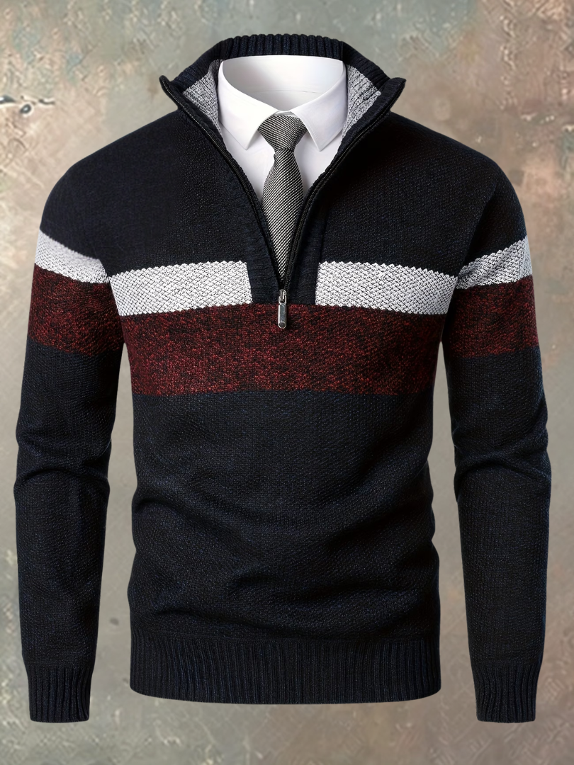 Stylischer Herrenpullover mit halbem Reißverschluss