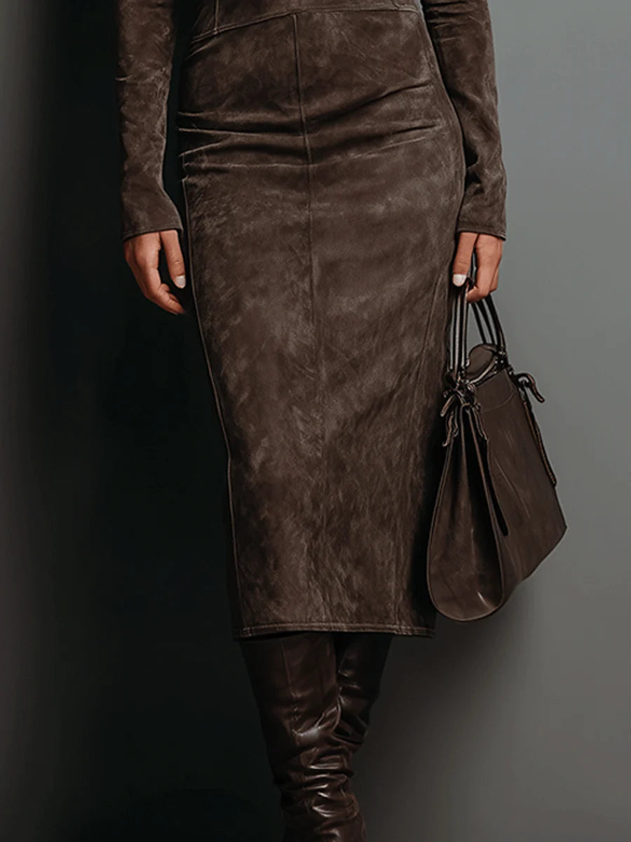 Lorène | Midi-Lang Kleid Braun