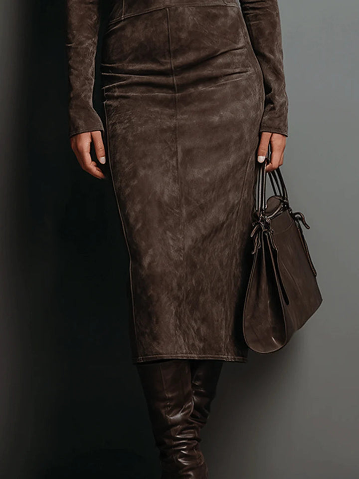 Lorène | Midi-Lang Kleid Braun