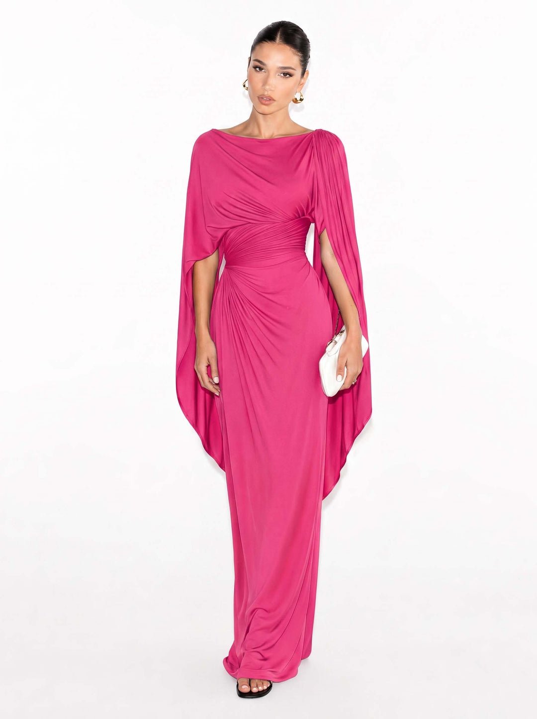 Maxi-Robe Slim Fit mit Faltigem Bootsausschnitt