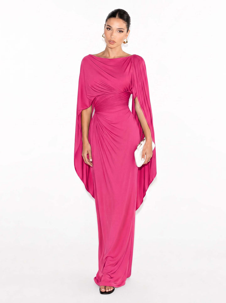 Maxi-Robe Slim Fit mit Faltigem Bootsausschnitt