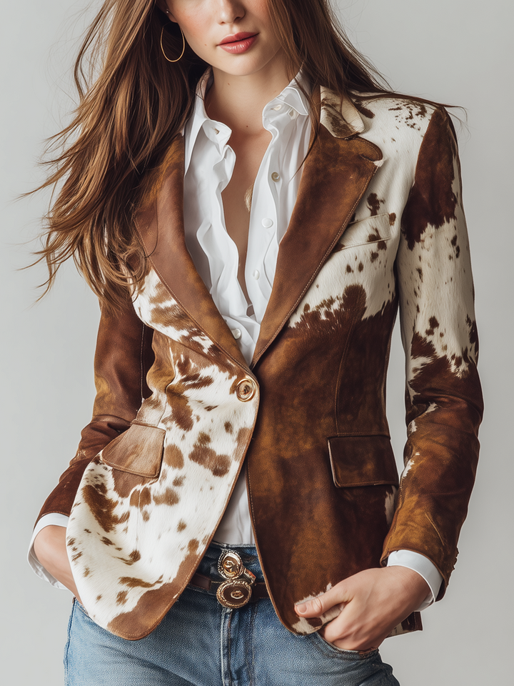 Agathe | Vintage Blazer Geprint Koe Eco-Verantwortlich