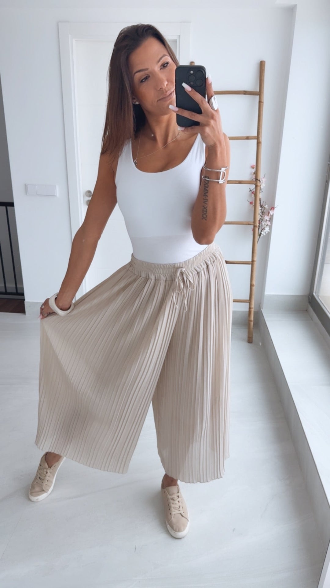 Plissee-Hose | Beige