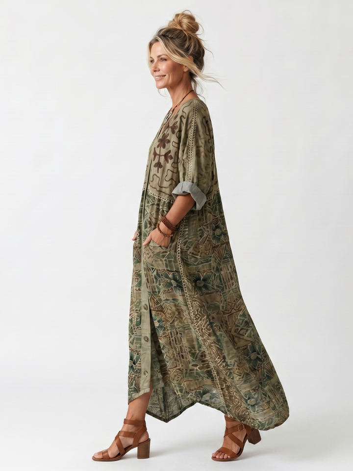 Aleta | Midi-Kleid Oversized mit Knöpfen und Taschen