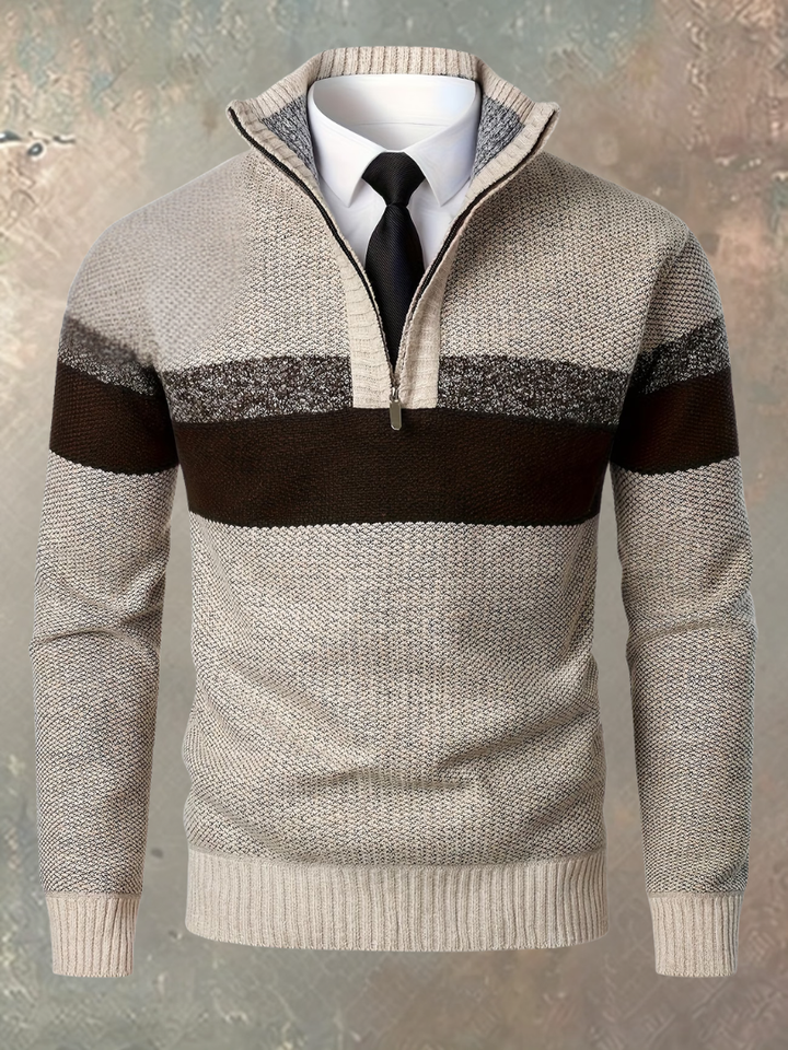 Stylischer Herrenpullover mit halbem Reißverschluss