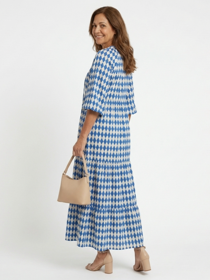 Elodie | Midikleid mit Rautendruck und Volants