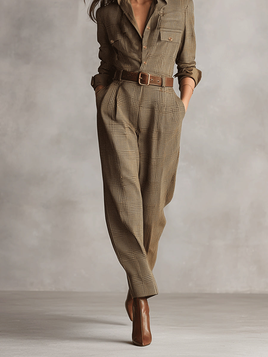Célia | Braune Overall mit Raffinierten Details
