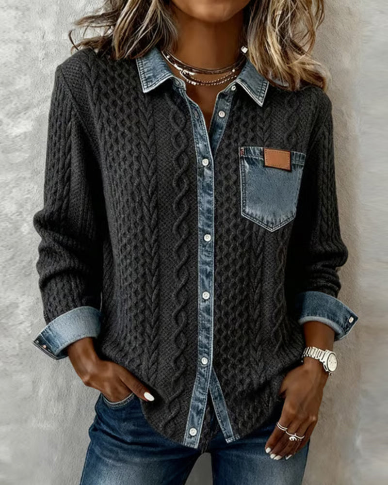 Shirt mit langen Ärmeln und Denim-Details