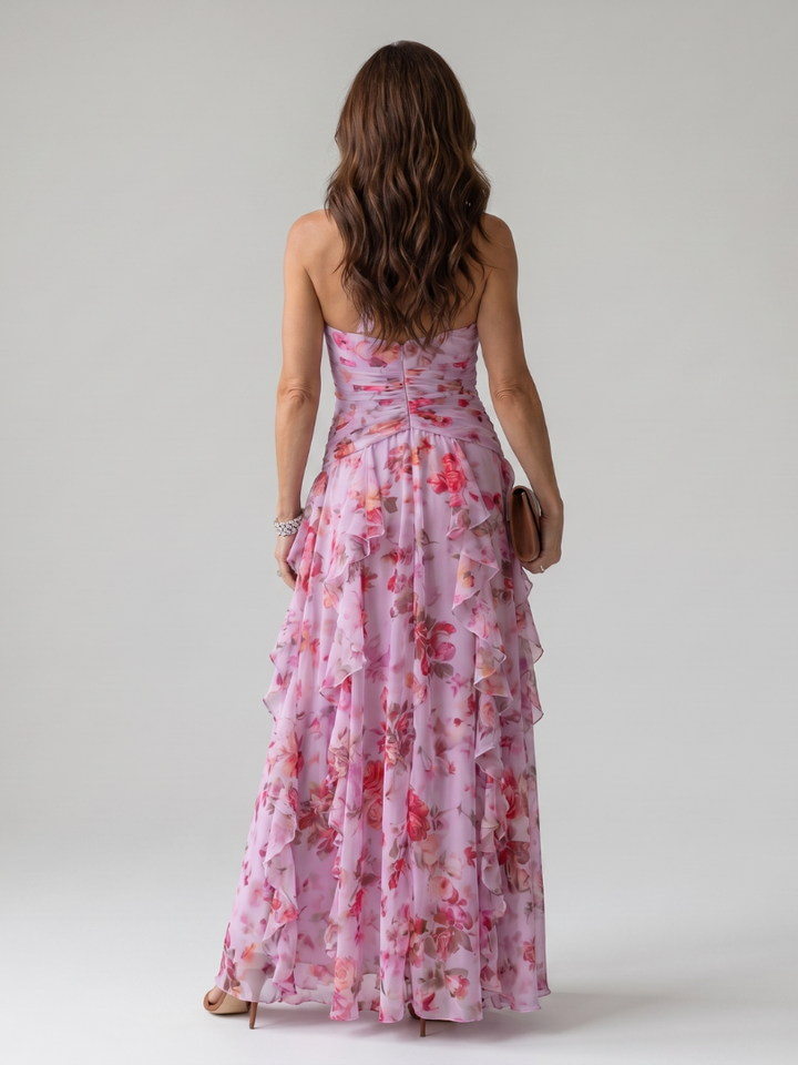 Nori | Halterneck Rüschentop Florales Maxi-Kleid