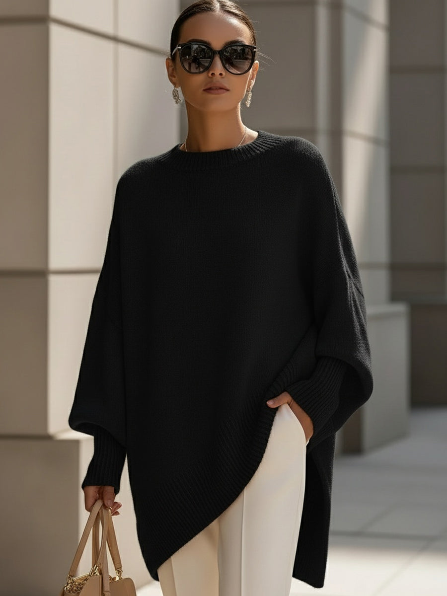 Jennifer | Oversized Pullover mit Drapierung und weitem Hals