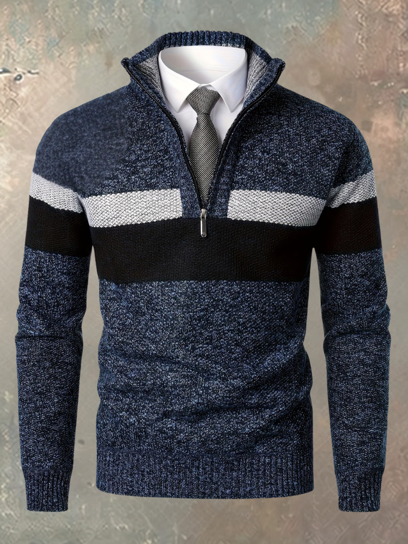 Stylischer Herrenpullover mit halbem Reißverschluss