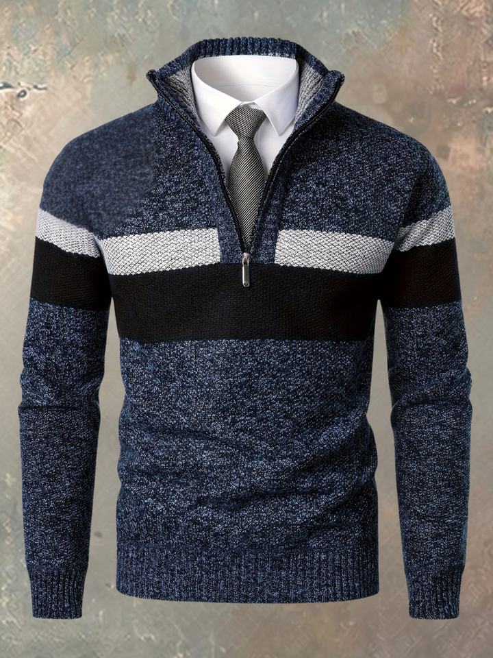 Stylischer Herrenpullover mit halbem Reißverschluss