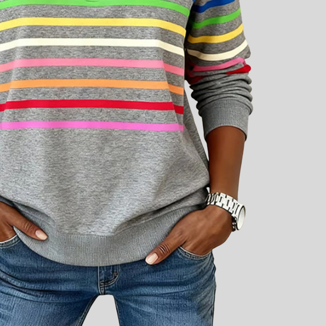 Prismette™ | Bunt Gestreiftes Quarter-Zip Sweatshirt