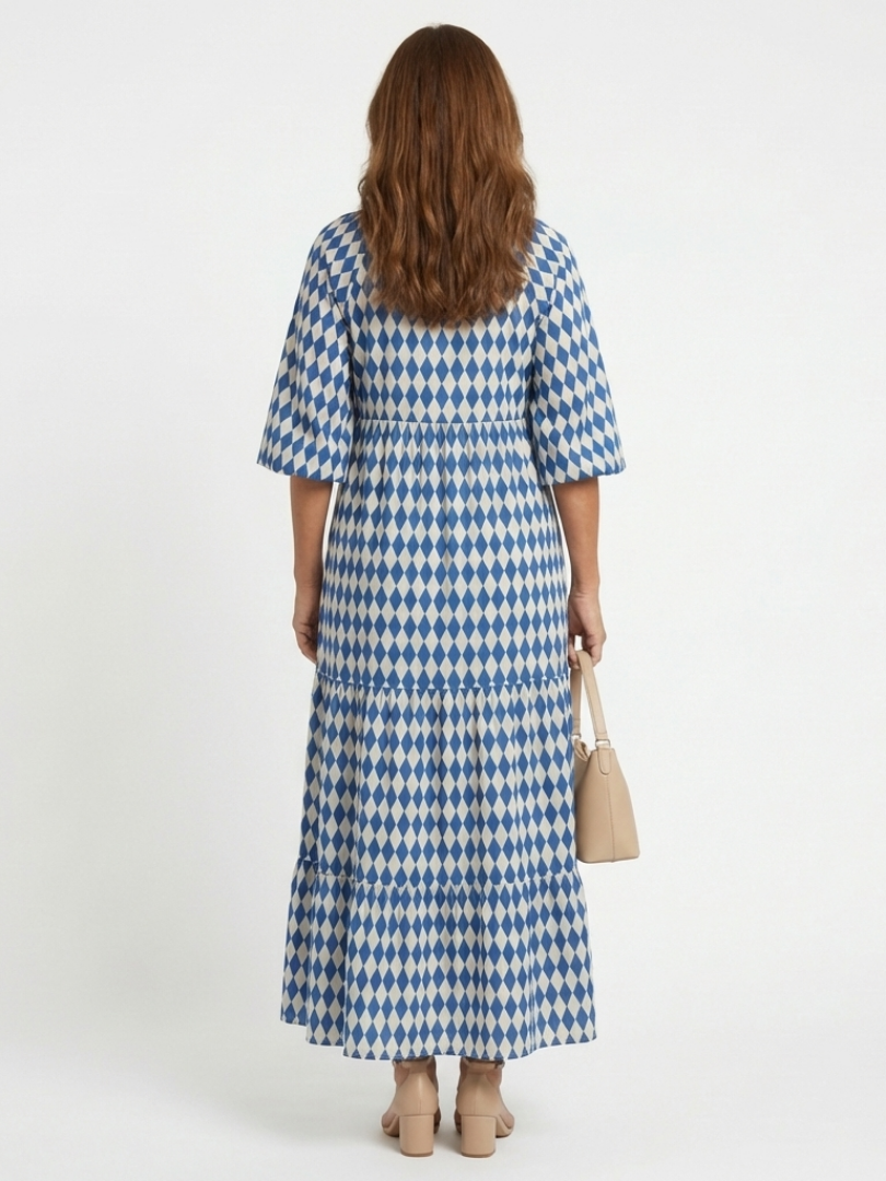 Elodie | Midikleid mit Rautendruck und Volants