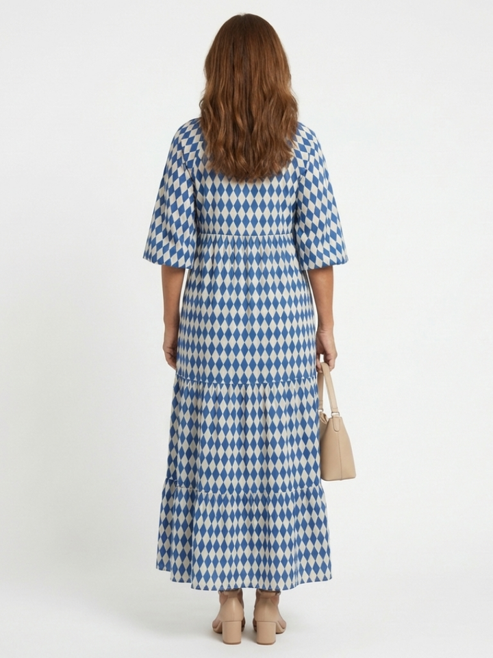 Elodie | Midikleid mit Rautendruck und Volants