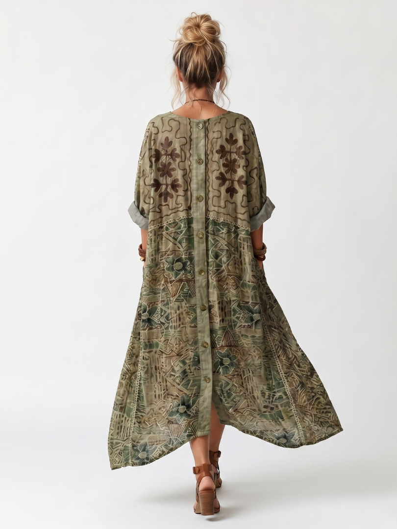 Aleta | Midi-Kleid Oversized mit Knöpfen und Taschen