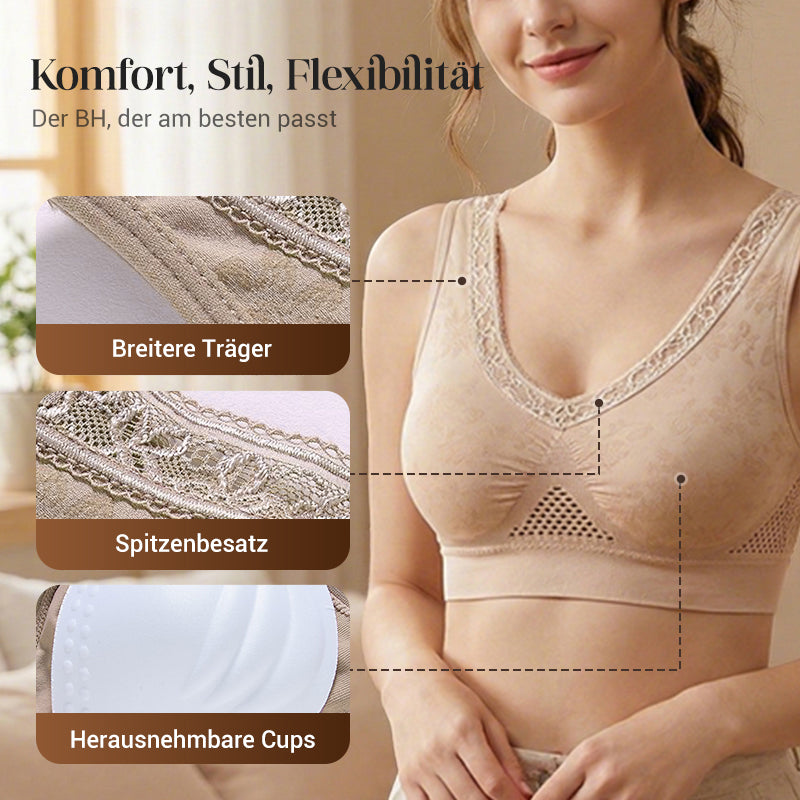 Hochstützender nahtloser Spitzen-BH, fester Halt & luftdurchlässiges Netzrückenteil 👙