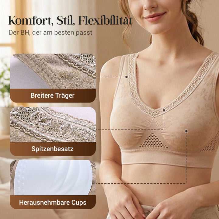 Hochstützender nahtloser Spitzen-BH, fester Halt & luftdurchlässiges Netzrückenteil 👙
