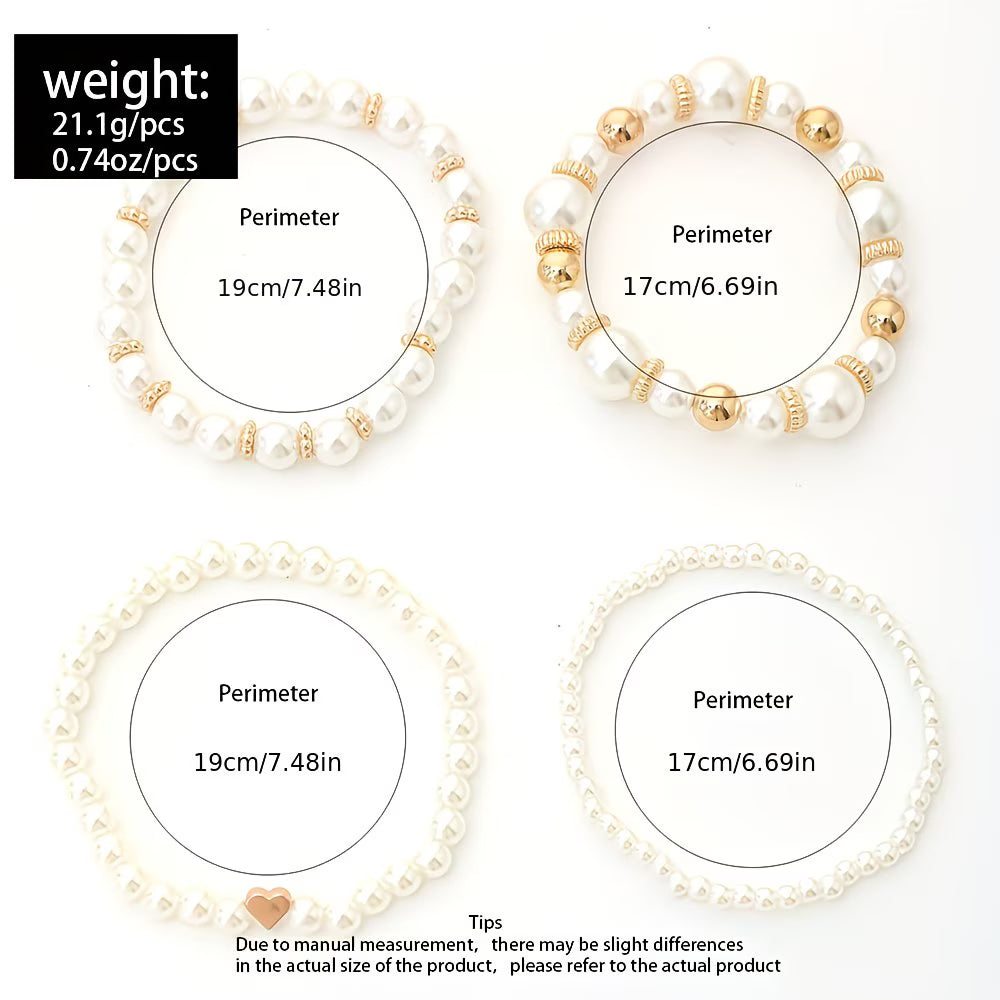 Set aus Stapelbaren Perlenarmbändern in 4