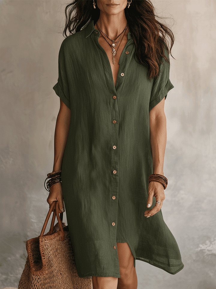 Modern Boho | Müheloses Leinen-Midikleid