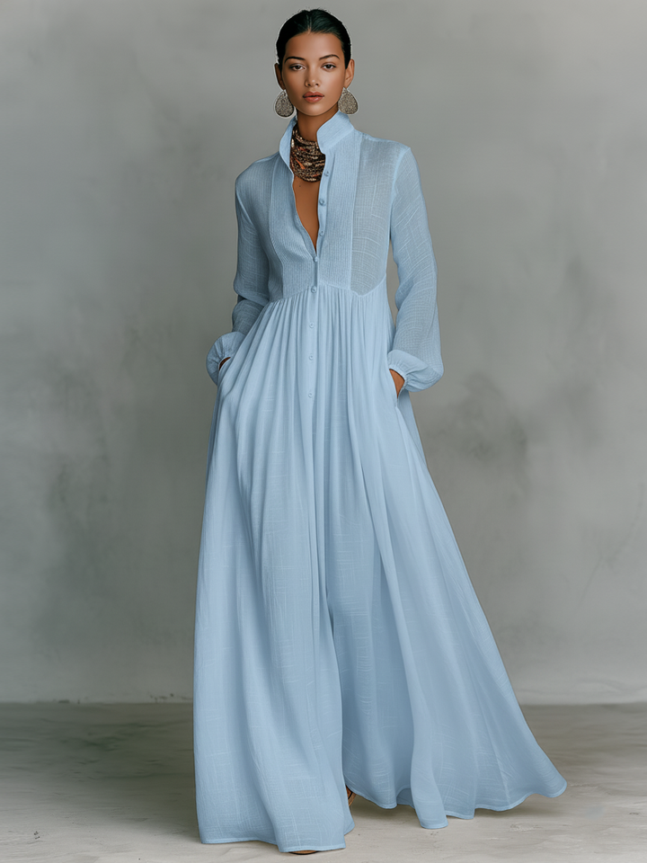 GLORIA™ - LEINEN PATCHWORK-MAXIKLEID