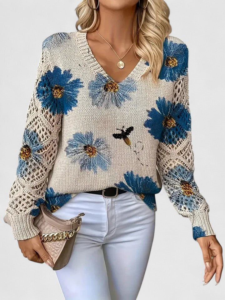 Mirte | Eleganter Blumenprint Pullover