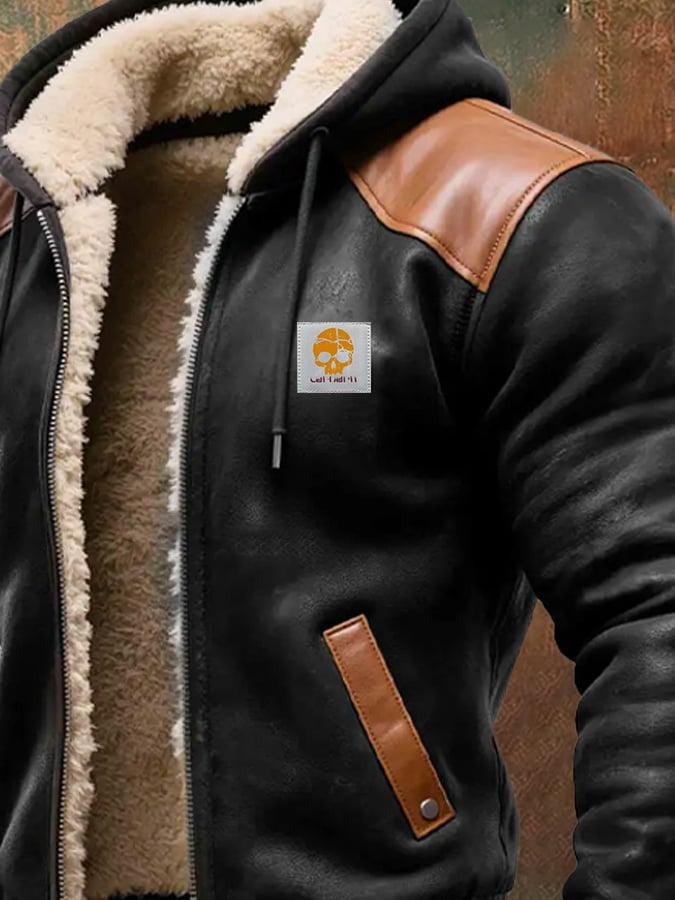 Winterblouson mit raffinierten Lederdetails