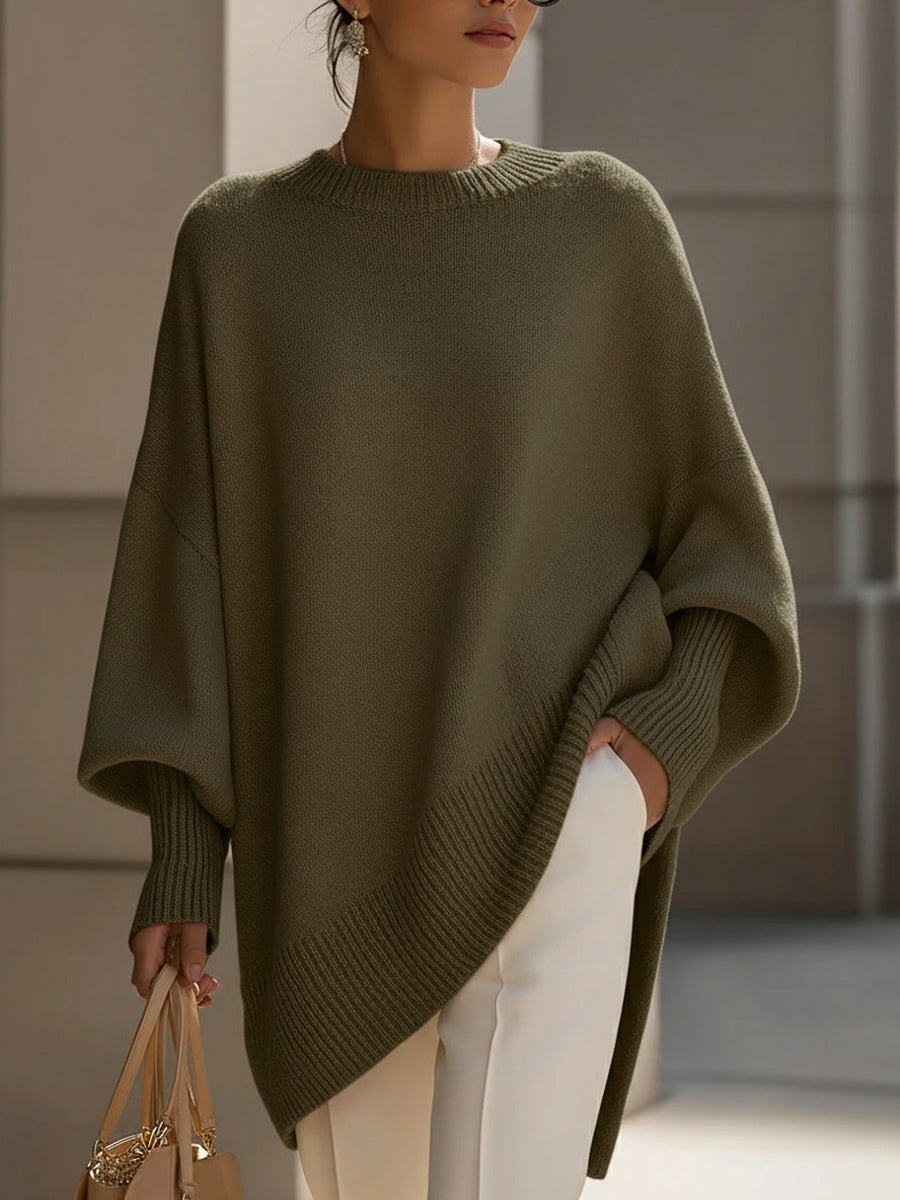 Jennifer | Oversized Pullover mit Drapierung und weitem Hals