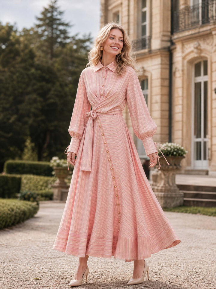 Maxikleid in Rosa mit Gürtel