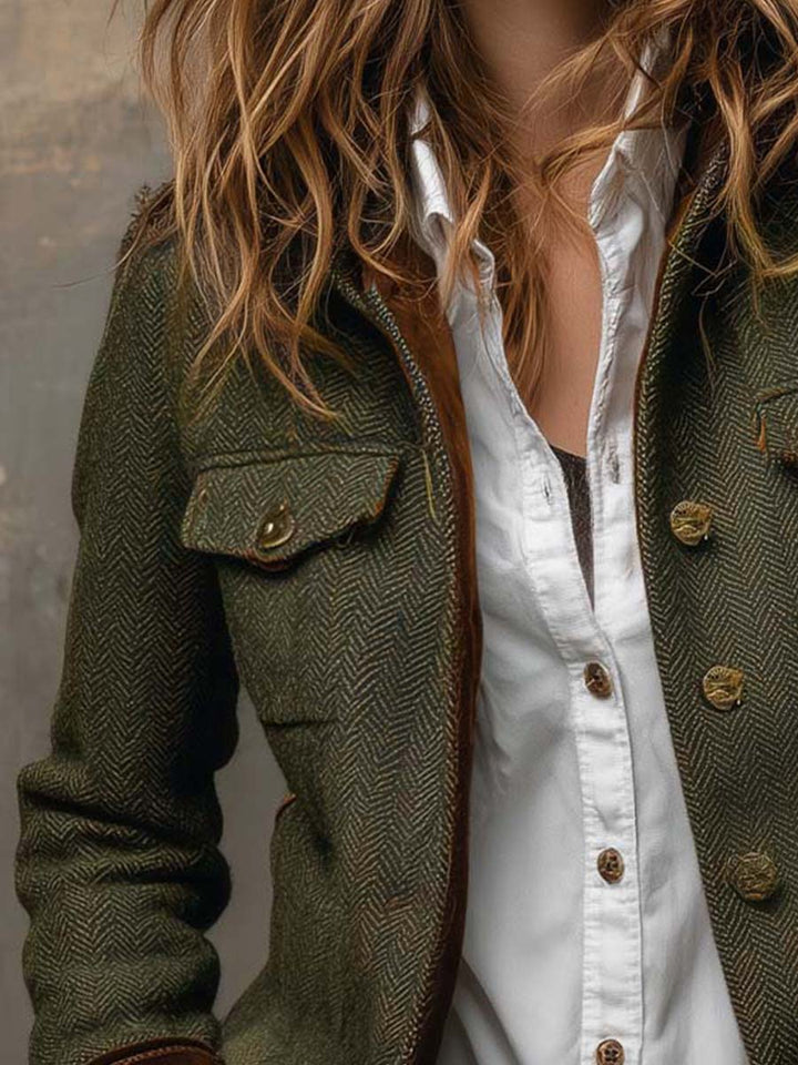 Honorine | Blazer Vintage Chevrons mit Kontrastbesatz