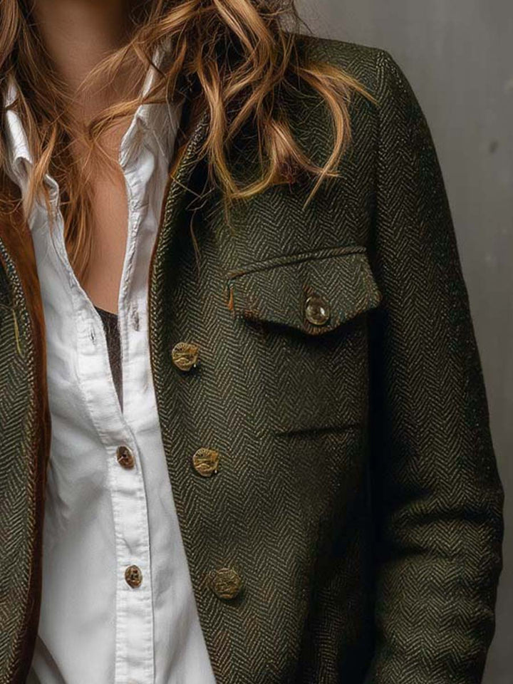 Honorine | Blazer Vintage Chevrons mit Kontrastbesatz