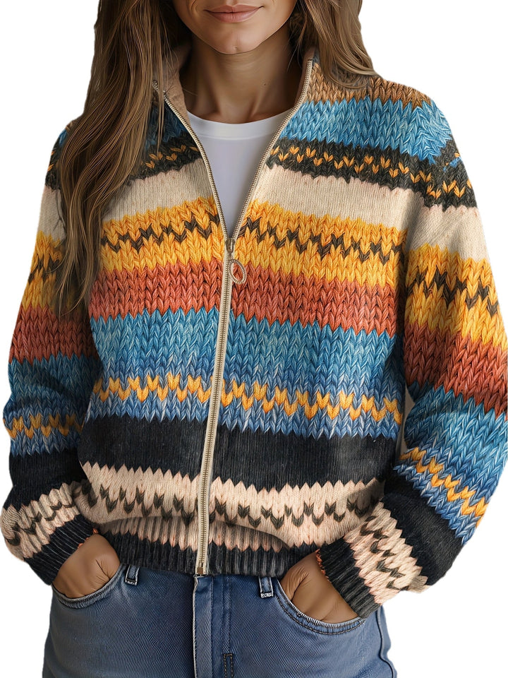 Beatrix | Zickzack gestreifter Strick-Cardigan