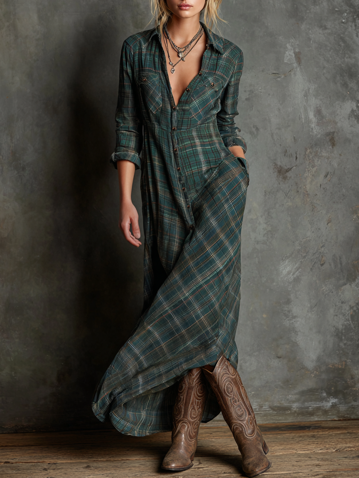 Maxikleid mit Streifen und Kragen