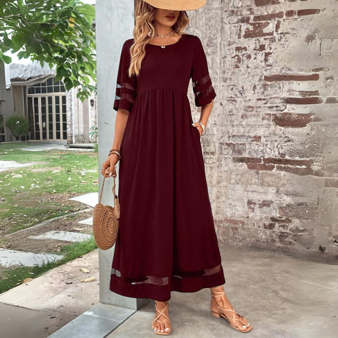 Aubrey™ – Figurschmeichelndes, Bauchbedeckendes Midi-Kleid