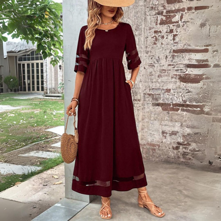 Aubrey™ – Figurschmeichelndes, Bauchbedeckendes Midi-Kleid