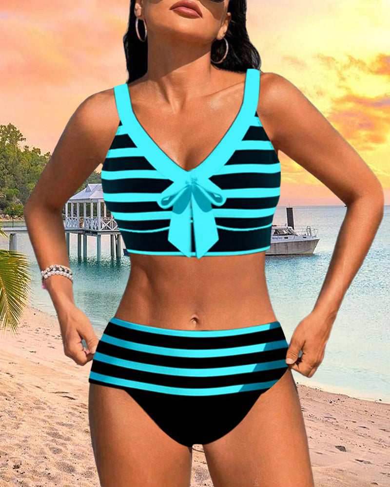 By Esmee® | Gestreifter Bikini mit Hoher Taille