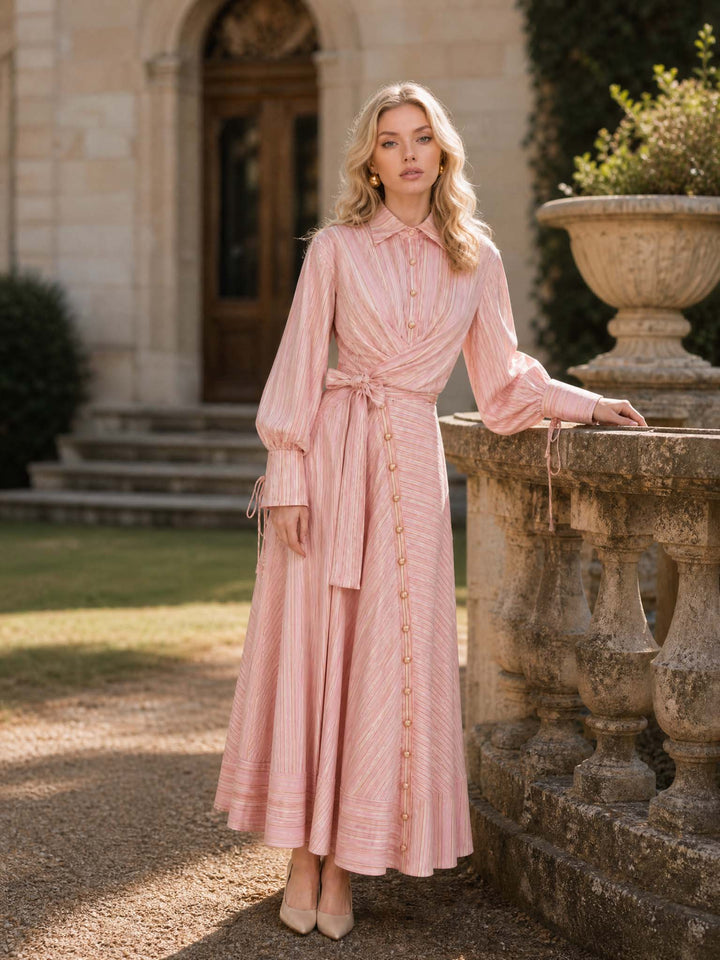 Maxikleid in Rosa mit Gürtel
