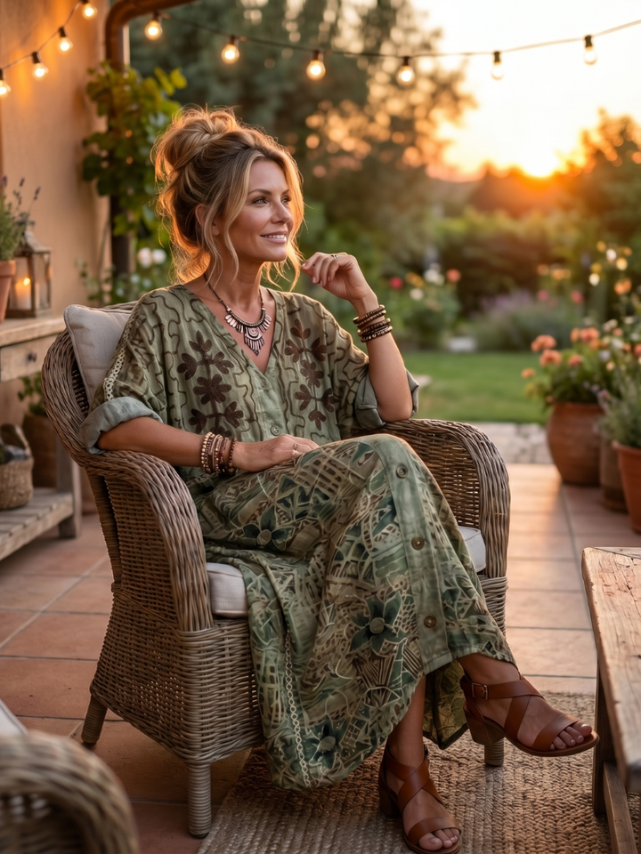 Aleta | Midi-Kleid Oversized mit Knöpfen und Taschen