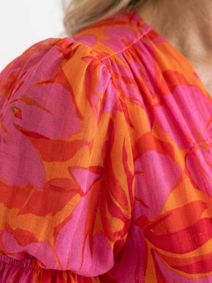 Willow | Midikleid mit V-Ausschnitt, Puffärmeln und Blumendruck