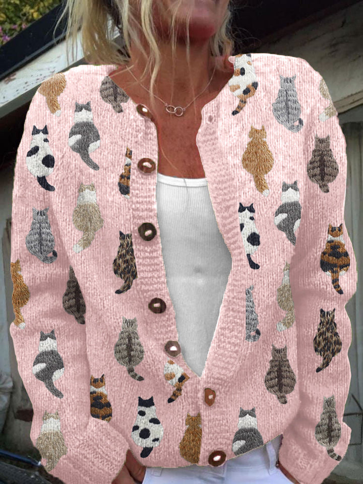 Cardigan mit Katzenmotiv Camille