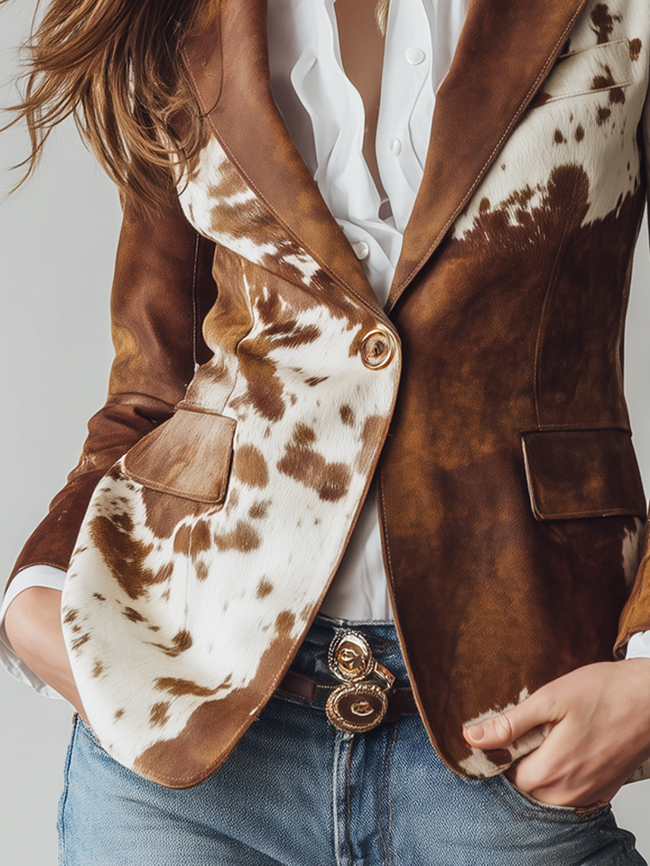 Agathe | Vintage Blazer Geprint Koe Eco-Verantwortlich