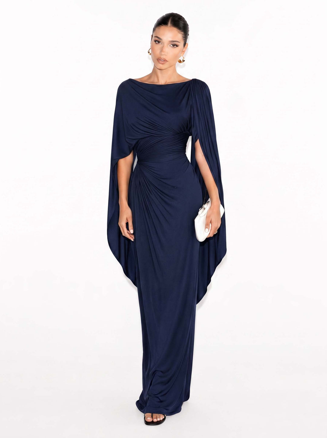 Maxi-Robe Slim Fit mit Faltigem Bootsausschnitt