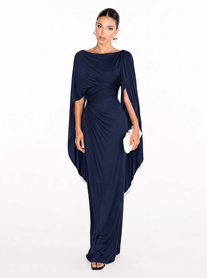 Maxi-Robe Slim Fit mit Faltigem Bootsausschnitt