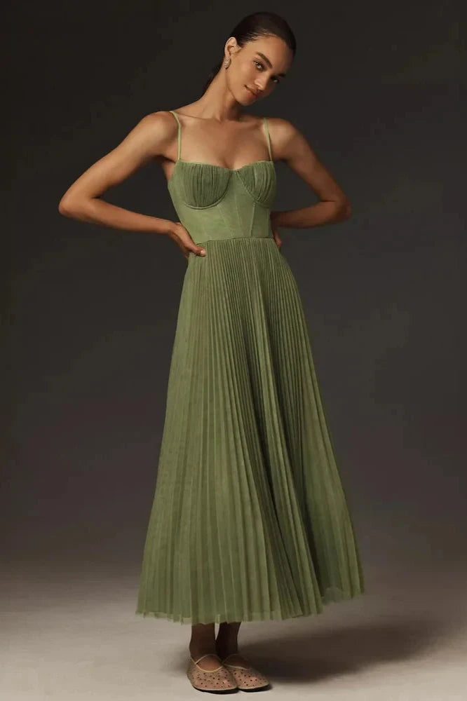 Elegantes Plissiertes Midi-Kleid