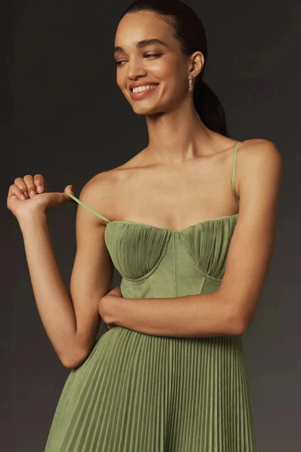 Elegantes Plissiertes Midi-Kleid