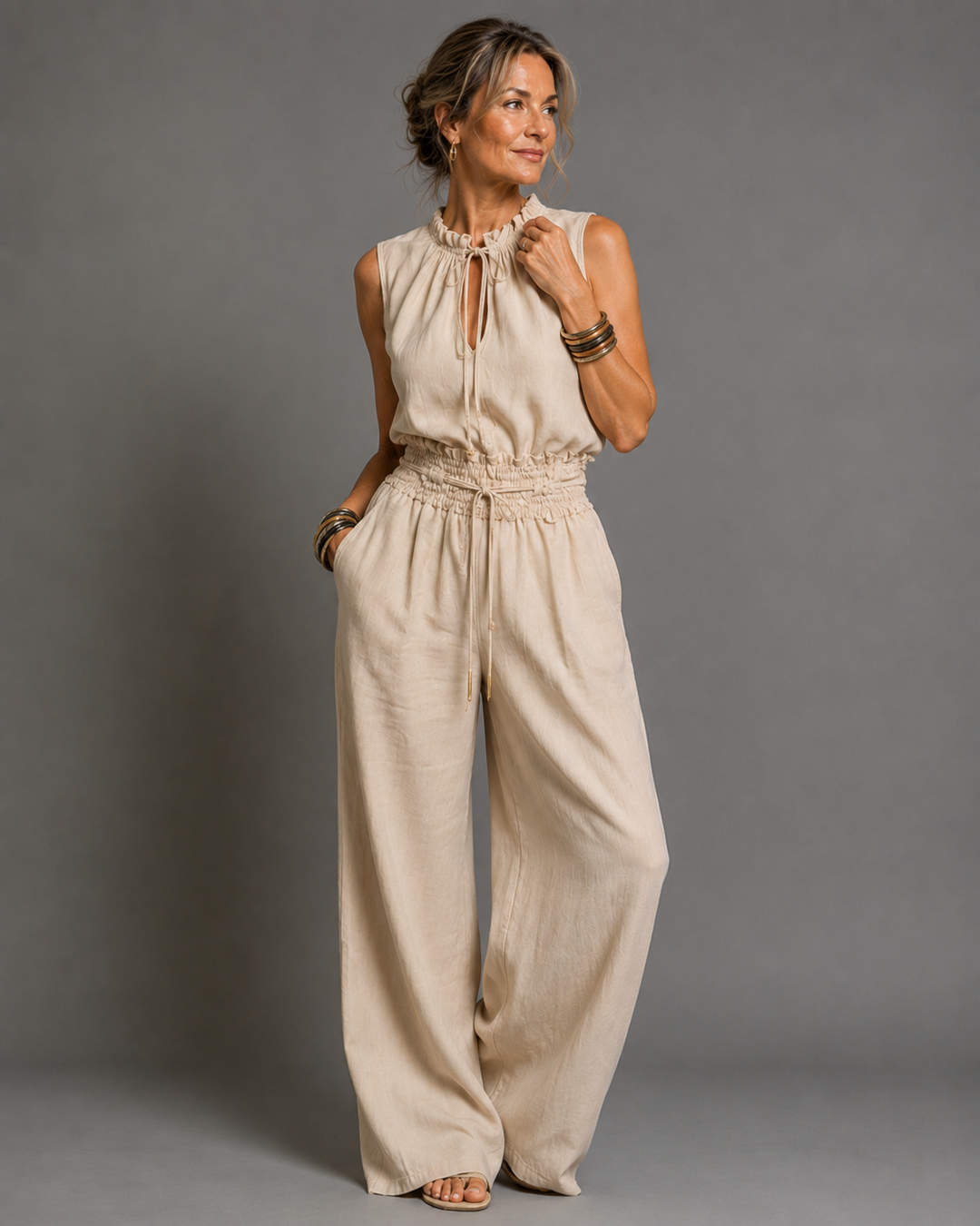 Jette™ | Ärmelloser Jumpsuit mit weiten Beinen