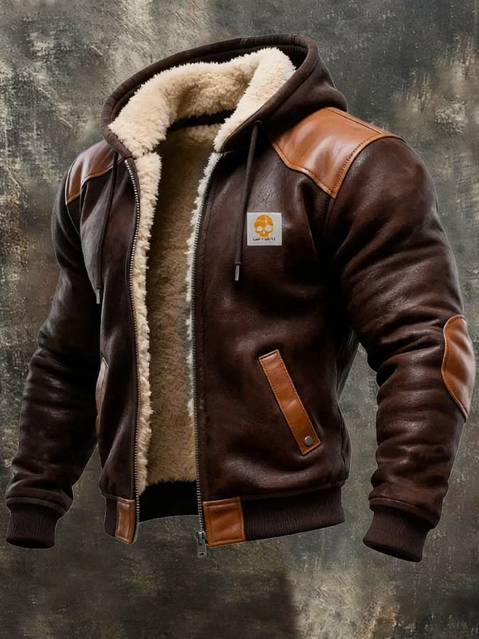 Winterblouson mit raffinierten Lederdetails