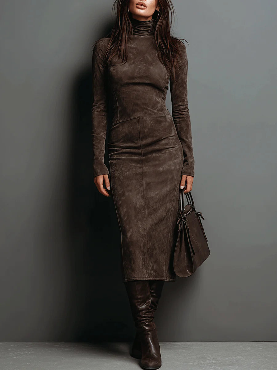 Lorène | Midi-Lang Kleid Braun