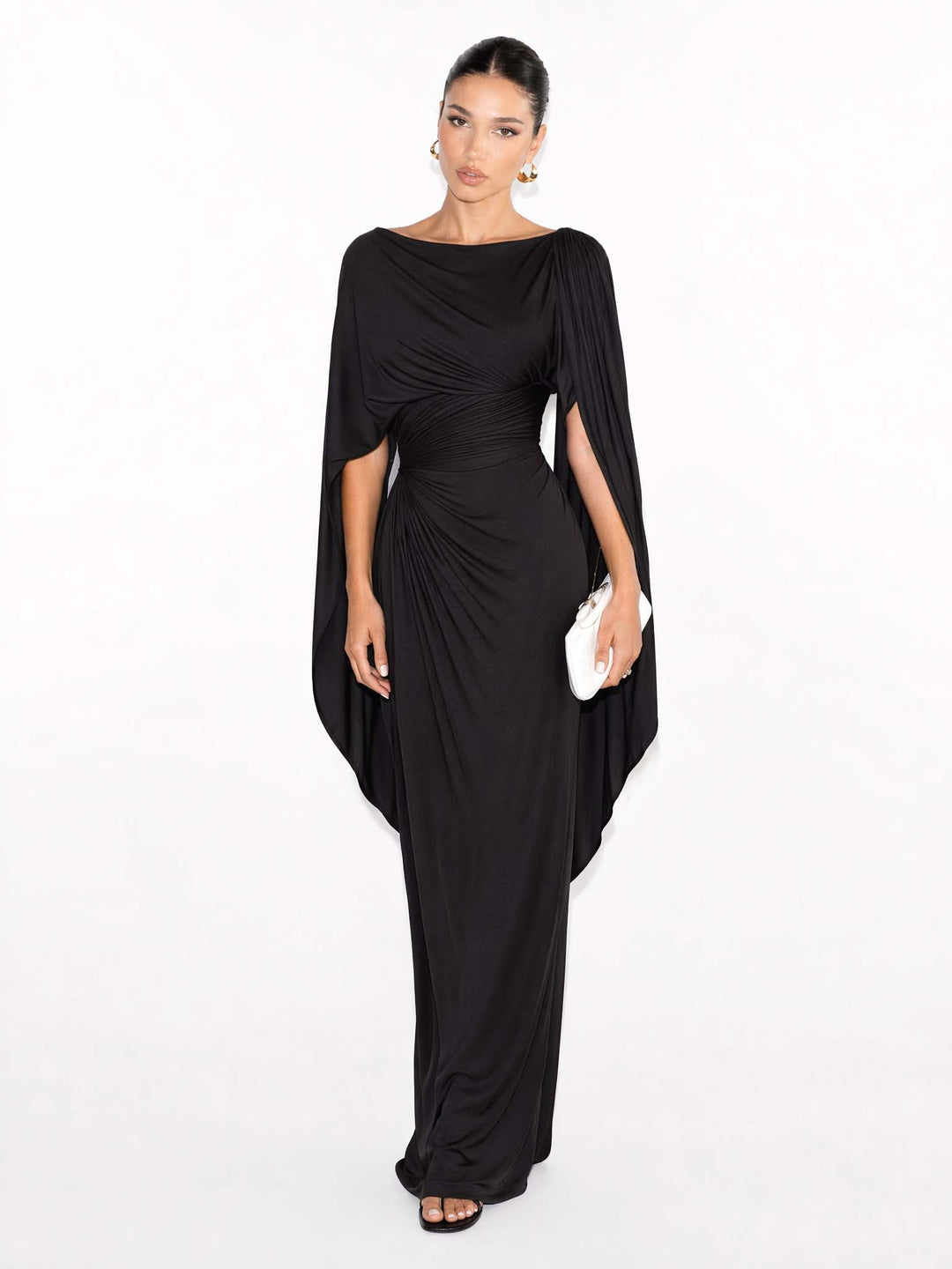 Maxi-Robe Slim Fit mit Faltigem Bootsausschnitt