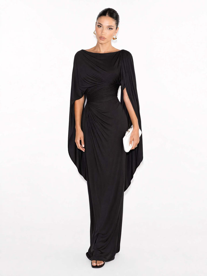 Maxikleid Slim Fit mit Plissee-Boot-Ausschnitt